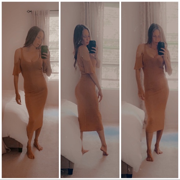 Enza Costa Silk Ribbed OTS Sleeve Midi Dress EUC S - Picture 4 of 14